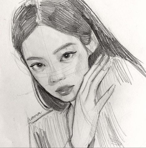 K Pop Art Sketch, Art Reference Photos Faces Easy, K Pop Sketch, Pop Drawing, Blackpink Fanart, Anime Face Drawing, Art Deco Paintings, Realistic Pencil Drawings, Pencil Sketch Images