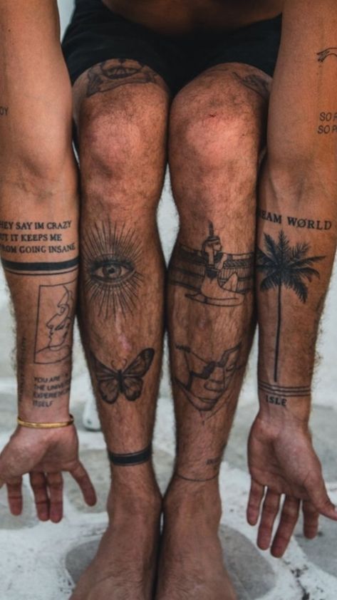 Jay Alvarrez's Tattoo #tattooideas #mentattoo Mens Thigh Tattoo, Thigh Sleeve Tattoo, Thigh Tattoo Ideas, Small Thigh Tattoos, Thigh Tattoo Men, Palm Tattoos, Forearm Sleeve Tattoos, Inspiration Tattoos, Leg Tattoo Men