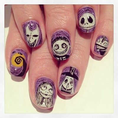 Nightmare before Christmas nails Nails For Halloween, Nightmare Before Christmas Nails, Black Halloween Nails, Holloween Nails, Nails Elegant, Nails Holiday, Elegant Nail, Cute Halloween Nails, Pumpkin Nails