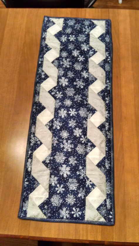 Ribbon Table Runner, Winter Table Runner, Winter Table Runners Quilted, January Table Runner, Ornament Table Runner, Snowflake Table Runner Quilted, Twisted Pole Christmas Quilted Table Runner, Hanukkah Quilted Table Runner, Patchwork Christmas. Table Runner