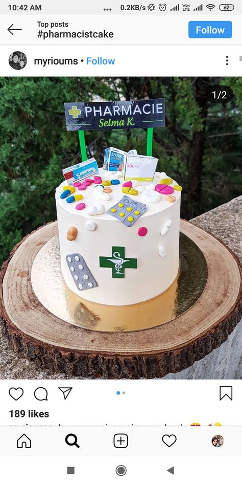 Pharmacy Cake Design, Pharmacy Cake Ideas, Pharmacist Cake Ideas, Doctor Birthday Cake, Pharmacy Cake, Medical Cake, Graduation Cake Designs, Train Birthday Cake, Cinderella Cake