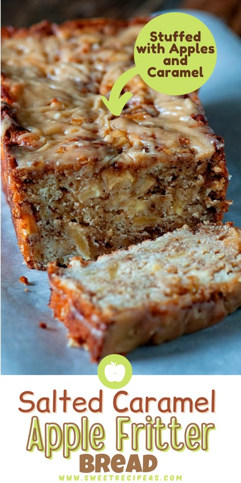 Fritter Bread Recipe, Apple Fritter Bread Recipe, Apple Fritters Bread Recipe, Caramel Apple Bread, Caramel Apples Recipe, Apple Fritter Bread, Apple Fritter, Postre Keto, Apple Bread