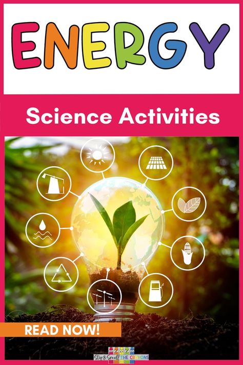 Your first grade science students will love exploring different types of energy with the Energy in Our Lives science unit. This blog post details a variety of hands-on activities, investigations and observations you can do to bring this topic of study to life for your elementary students. Students will learn about different sources of energy and how each works. Head over to this blog post for lots of activity ideas you can use for this science topic. Energy Science Activities, Teaching Energy, Sources Of Energy, Types Of Energy, What Is Energy, First Grade Science, Science Topics, Science Units, Science Curriculum