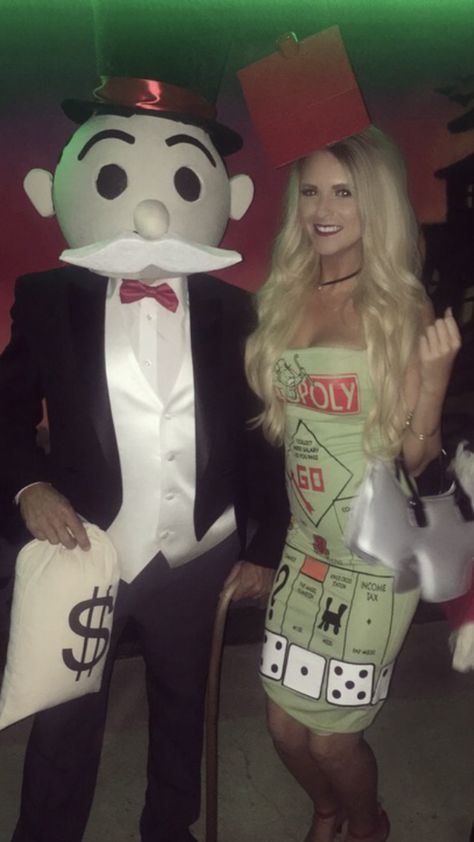 Mr and Mrs Monopoly epic couples costume  #handmade #couplescostumes #halloweencostumes #monopoly @lovenlicious Monopoly Couples Costume, Guy Costumes, Monopoly Costume, New Orleans Halloween, Couples Costume, Diy Kostüm, Couples Costumes, Mr And Mrs, Mens Costumes