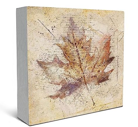 Retro Fall Maple Leaf Watercolor Drawing Wood Box Sign Desk Decor,Rustic Autumn Seasonal Thanksgiving Wooden Block Box Sign Decoration For Home Farmhouse Indoor Outdoor Wall Shelf Table Decor Landscape Wall Painting, Fall Decorations For Home, Drawing Wood, Autumn Wall Art, Leaf Watercolor, Fall Frames, Abstract Wall Painting, Tin Wall Art, Rustic Autumn