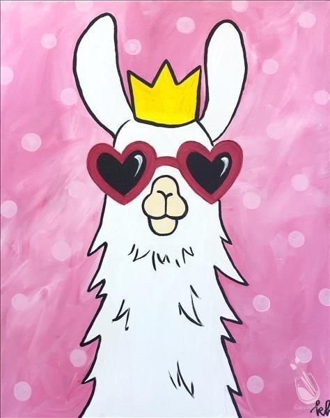 Llama Drawing, Llama Painting, Kids Canvas Painting, Painting With A Twist, Paint Studio, Happy Birthday Art, Painting Canvases, Painting Party, Kids Canvas