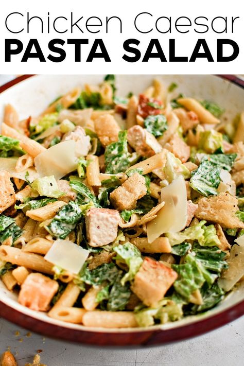 This Chicken Caesar Pasta Salad provides a delicious twist to classic Caesar salad with the addition of chopped cooked chicken and tender pasta. Loaded with all the usual ingredients and flavors of a classic Caesar salad, it’s perfect for summer barbecues and potlucks, or as a main meal for lunch or dinner. Chicken Caesar Pasta, Homemade Caesar Salad Dressing, Caesar Pasta Salad, Caesar Pasta, Classic Pasta Salad, Chicken Ranch Pasta, Chicken Caesar Pasta Salad, Best Healthy Dinner Recipes, Meat Eater