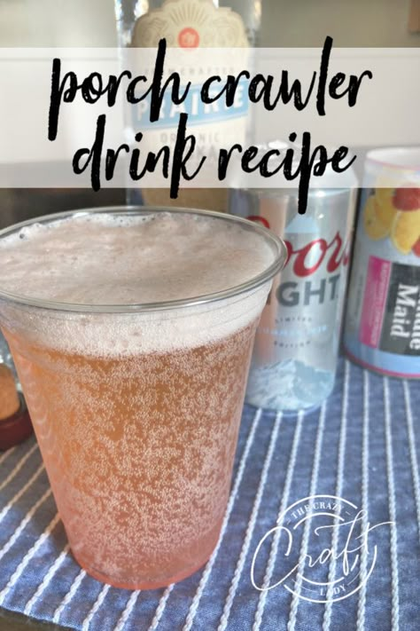 Pink Porch Crawler Drink Recipe - The Crazy Craft Lady Porch Crawler, Pink Porch, Refreshing Summer Cocktails, Summertime Drinks, Yummy Alcoholic Drinks, Boozy Drinks, Summer Cocktail Recipes, Mixed Drinks Recipes, Cocktail Drinks Recipes