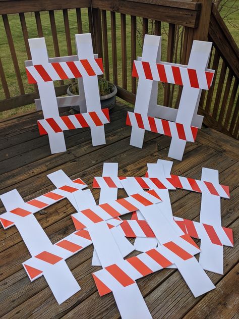 Diy Construction Barricade, Construction Float For Parade, Construction Zone Trunk Or Treat, Construction Decorations Diy, Construction Theme Birthday Party Decorations Diy Projects, Construction Theme Pep Rally, Trunk Or Treat Construction Theme, Construction Dress Up Day High School, Construction Pep Rally