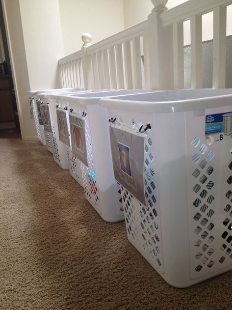 Labeled Laundry Baskets for Large Family Big Family Small House, Big Family Organization, Large Family Organization, Large Families Living, Small House Organization, Kid Laundry, Laundry System, Commercial Kitchen Faucet, Family Organization