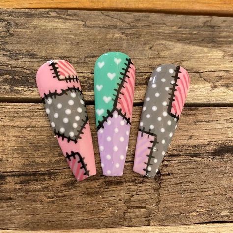 Patchwork Nails, Quilted Nails, Girls Nail Designs, Rainbow Nails Design, Pop Art Nails, Long Nail Art, Art Deco Nails, Fall Nail Art Designs, Work Nails