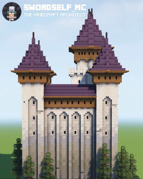 Minecraft Castle Tower, Minecraft Gradient, Minecraft Castle Walls, Temple Minecraft, Minecraft Temple, Minecraft Building Designs, Minecraft Castle Designs, Minecraft Kingdom, Bangunan Minecraft