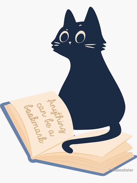 "anything can be a bookmark" Sticker for Sale by indiebookster | Redbubble Cute Book Stickers, Bookworm Stickers, Cat Bookmark, Bookish Stickers, Laptop Decoration, Cat Book, Book Stickers, Flower Drawing Tutorials, Custom Ipad