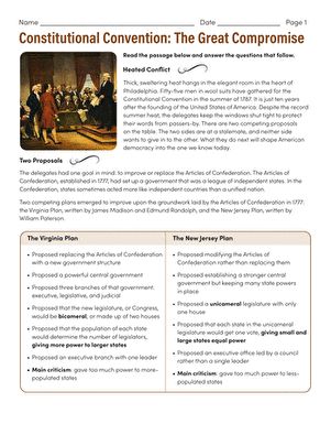 Constitutional Convention Activities, Constitutional Convention, Social Studies Worksheets, Unit Studies, Homeschool History, Middle Grades, Us History, Study Unit, Answer Keys