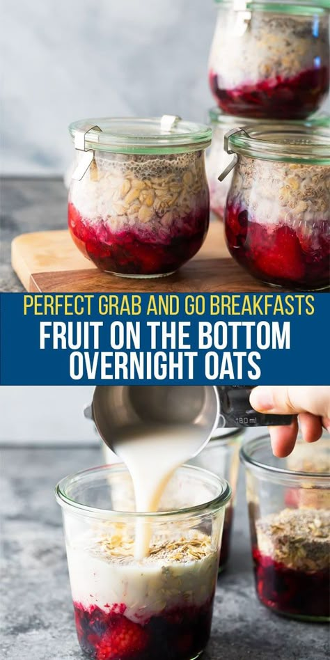 Layered Overnight Oats, Wfpbno Breakfast, Overnight Oats Fruit Recipe, Weekly Snacks, Overnight Oats Frozen Fruit, Actually Good Overnight Oats, Oatmeal Jar, Fruity Overnight Oats, Fruity Pebble Overnight Oats