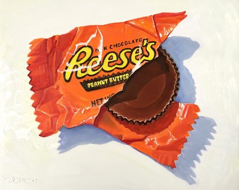 Sweets Gcse Art, Realistic Chocolate Drawing, Realistic Candy Drawing, Food Gcse Art, Candy Wrapper Drawing, Sweets Drawing, Food Art Drawing, Candy Painting, Sweet Packets