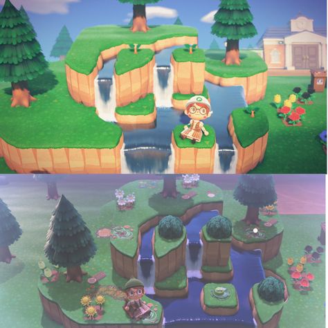 Cliff Decoration Animal Crossing, Animal Crossing House On Cliff, Acnh Cliff Waterfall Ideas, Acnh House On Cliff, Cliff Ideas Animal Crossing, Acnh South River Mouth Ideas, Acnh Heart Cliff, Acnh Pillar Ideas, Acnh Cliff Decoration