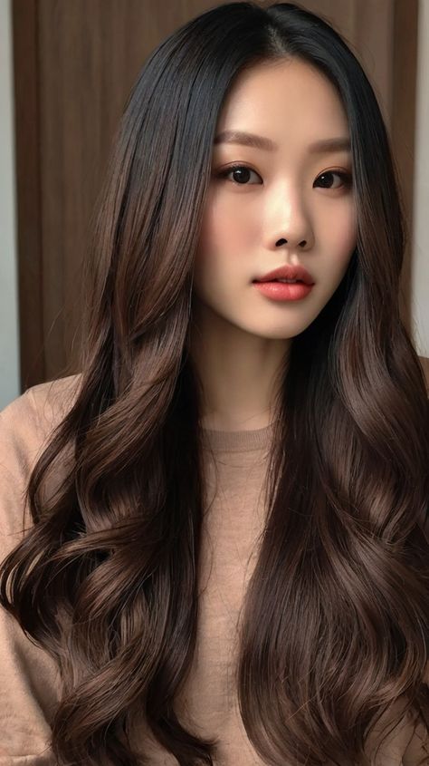 ☀️ Ultra-Chic Walnut Short Layers dark fall hair colors asian Inspiration Hair Colors Asian, Dark Caramel Hair, Deep Black Hair, Black Cherry Hair Color, Mahogany Brown Hair, Mocha Color Hair, Black Cherry Hair, Highlights On Brown Hair, Cherry Hair Colors