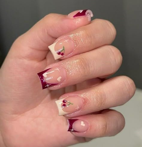 Clear Gel X Nail Designs, Acrylic Nail Designs Short Square, Nurse Nails Acrylic, Structure Nails, Short Nails For Nurses, Short Square Red Nails, Square Acrylic Nails Short, Nurse Nails, Heart Nail Designs