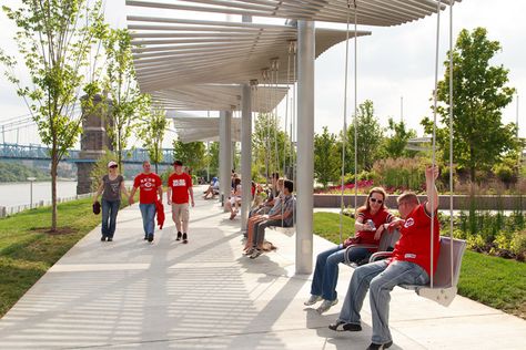 Chinese Exercise, Landscaping Architecture, Villa Architecture, Riverfront Park, Urban Design Concept, Downtown Cincinnati, Public Space Design, Urban Furniture, Street Furniture