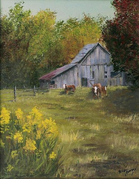 Barn Old Farm Pictures Country Life, Country Scenes Farms Landscapes, Old Barns Rustic, Old Barn Paintings, Farm Landscape Painting, Barn Photography, Barn Pictures, Farm Paintings, Country Barns