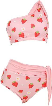 Amazon.com: haikyuu Women Strawberry Pink One Shoulder Two Piece Swimsuit High Waisted Bikini Kawaii Cute Swimwear Bathing Suit : Clothing, Shoes & Jewelry Strawberry Swimsuit, Pink Swimsuits, Pink Bathing Suit, Swimsuit High Waisted, Cute Swimwear, Pink Bathing Suits, Suit Clothing, Strawberry Pink, Two Piece Swimsuit