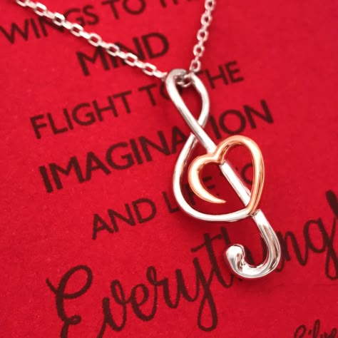 "This Sterling Silver Treble Clef pendant makes the perfect gift for musicians, lovers of music and is great to wear for any occasion! The pendant comes in a jewelry envelope with a card with a quote that reads: \"Music gives a soul to the universe, wings to the mind, flight to the imagination and life to everything.~Plato\" Follow this link for a music note ring: https://etsy.me/2ZP0j44 ✦ DETAILS✦ ♻♡ Our jewelry is lovingly crafted in our home studio using recycled materials and high-quality ge Treble Clef Heart, Heart-shaped Music-themed Jewelry Gift, Silver Heart-shaped Music-themed Jewelry, Music Note Ring, Music-themed Dangle Jewelry Gift, Silver Music-themed Necklace For Gift, Necklace Music, Music Necklace, Sterling Silver Music-themed Pendant Necklace