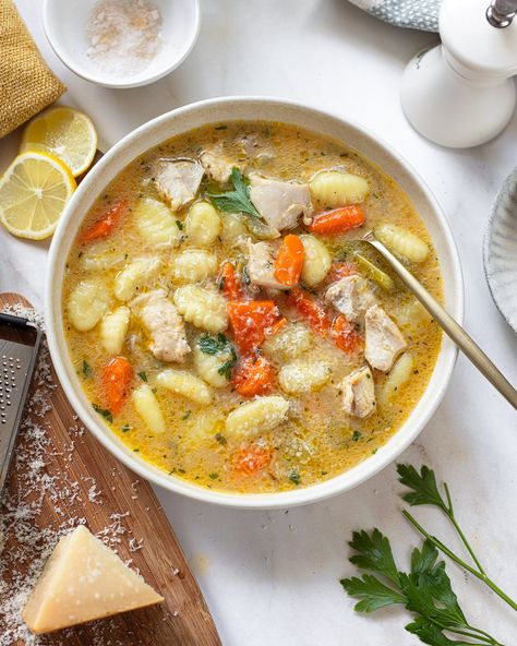 Chicken Noodle Soup With Gnocchi, Gnocchi Chicken Noodle Soup, Chicken Gnocchi Soup Non Dairy, Lemon Chicken Gnocchi Soup, Lemon Gnocchi Soup, Recipes With Gnocchi And Chicken, Lemon Gnocchi Chicken, Soup With Gnocchi, Everything Soup