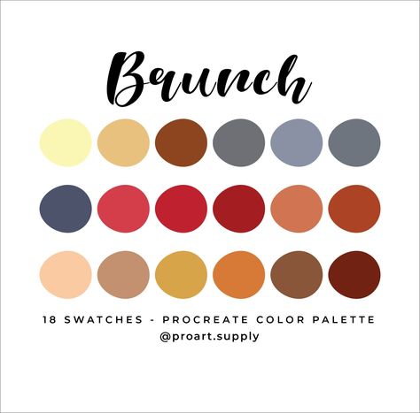 BRUNCH PROCREATE Color Palette - Red, Orange, Blue, Brown for iPad - Digital Illustration Swatches App Colors, Color Palette Hex Codes, Procreate Color Palette, Red Colour Palette, Brown Color Palette, Grey Color Palette, Color Palette Pink, Hex Codes, Blue Colour Palette