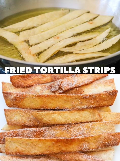 5-Minute Fried Tortilla Strips (two ways) - New Mexican Foodie Real Food Dinner, Tortilla Strips, Fried Tortillas, Party Snack Food, Tortilla Recipe, Snacks To Make, New Mexican, Favorite Appetizers, Frugal Meals