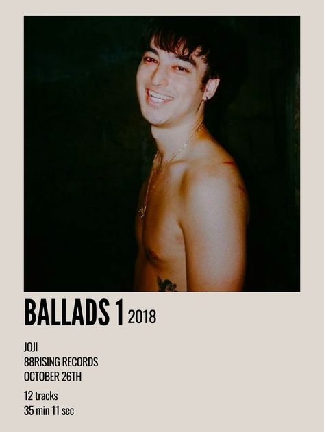 minimal aesthetic polaroid album poster for ballads 1 by joji from 88rising Polaroid Album, Aesthetic Polaroid, Minimal Aesthetic, Room Posters, Random Stuff, Songs, Movie Posters, Blue, Quick Saves