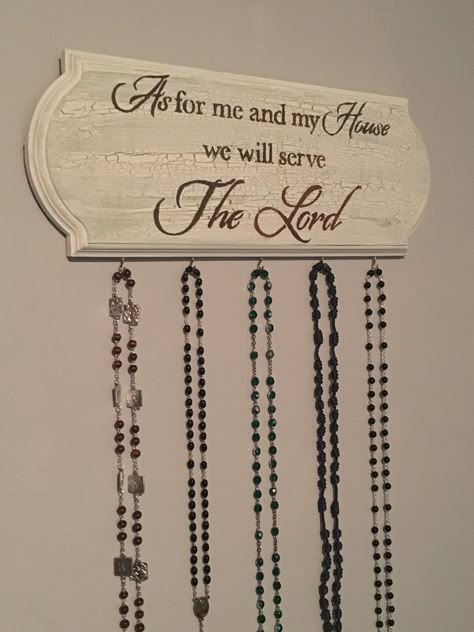 Rosary Holder Wall Diy, Rosary Holder Diy, Rosary Hanger Diy, Rosary Holder Wall, Rosary Hanger, Rosary Holder, Home Altar Catholic, Prayer Room Ideas, Altar Design