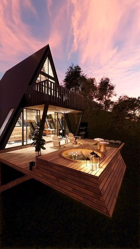 #cabin #nature #landscape Tiny Beach House, Cabin Style Homes, A Frame Cabin Plans, Triangle House, Beech Mountain, A Frame House Plans, Hair Prom, A Frame Cabin, A Frame House