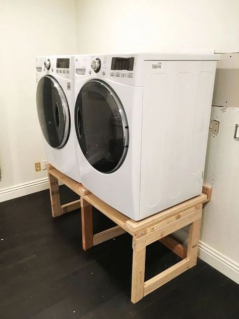 Elevated Laundry Room Ideas, Laundry Room With Elevated Washer And Dryer, Raised Washer Dryer Laundry Room, Cabinet On Top Of Washer And Dryer, Raise Laundry Machines, Laundry Room Elevated Washer And Dryer, Elevated Washer Dryer, Elevated Washer And Dryer Storage, Elevated Laundry Washer And Dryer