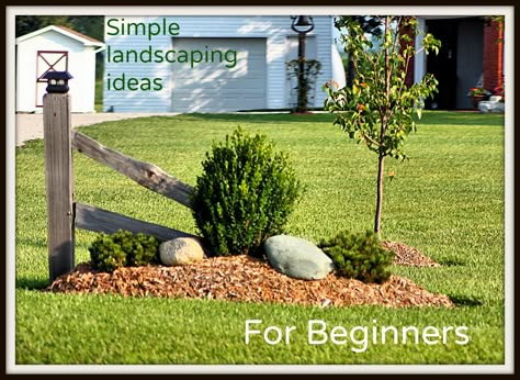 Great, simple ideas for beginning landscapers for landscaping your yard! Driveway Entrance Landscaping, Rustic Landscaping, Driveway Entrance, Driveway Landscaping, Farmhouse Landscaping, Front Yard Landscaping Plans, Easy Landscaping, Fence Landscaping, Landscape Designs