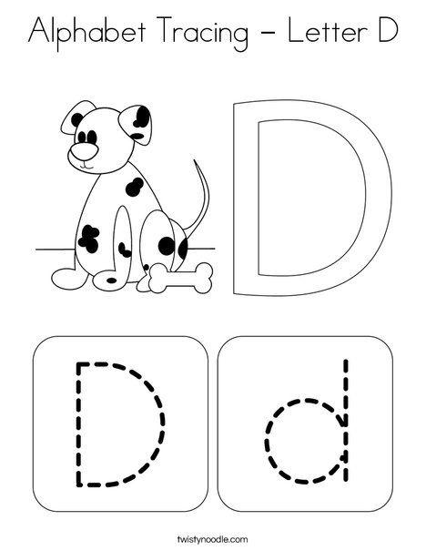 Alphabet Tracing - Letter D Coloring Page - Twisty Noodle Letter Dd Activities, Letter D Preschool Activities, D Is For Craft, Letter D Practice Preschool, Letter D Coloring Pages Free Printables, Letter D Tracing Preschool, Letter D Words, Letter D Preschool, Letter D Tracing Worksheet