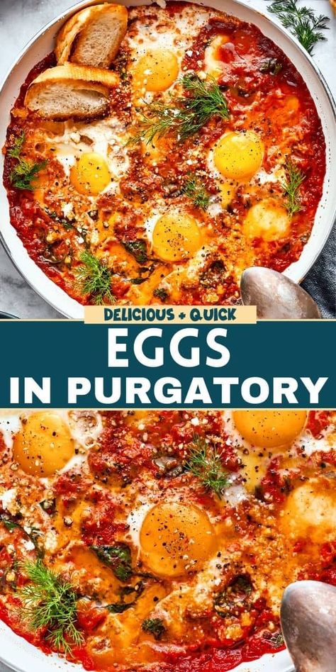 Potluck Egg Dish, Eggs Cooked In Tomatoes, Baked Eggs In Marinara Sauce, Egg In Tomato Sauce Breakfast, Eggs With Sundried Tomato, Egg In Purgatory, Italian Eggs In Tomato Sauce, Eggs And Tomato Recipes, Eggs With Tomato Sauce