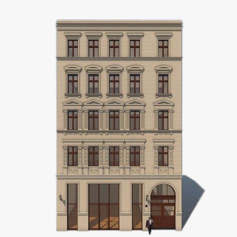 Berlin Residence Belforter Str 22 3D Model #AD ,#Belforter#Residence#Berlin#Model Berlin Townhouse, Facades Design, Pictogram Design, Building Front, Video Design, Simple Room, Minecraft Architecture, Architectural Styles, Classical Architecture