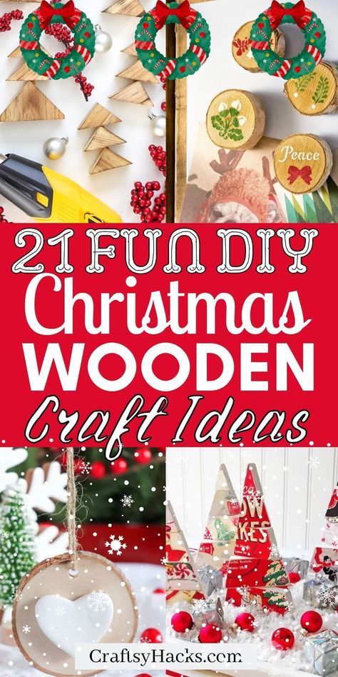 Small Wooden Christmas Crafts, Diy Crafts With Wood, Group Christmas Crafts, Christmas Diy's, Holidays Crafts, Wooden Crafts Diy, Dollar Store Christmas Crafts, Holidays Ideas, Easy Holidays Crafts