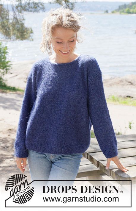 Midnight Meetup / DROPS 254-15 - Free knitting pattern Drops Design Knitting Free, Ideas Para Coser, Magazine Drops, Easy Knitting Patterns Free, Pull Mohair, Knitting Patterns Free Sweater, Diy Knit, Basic Cardigan, Oversize Pullover