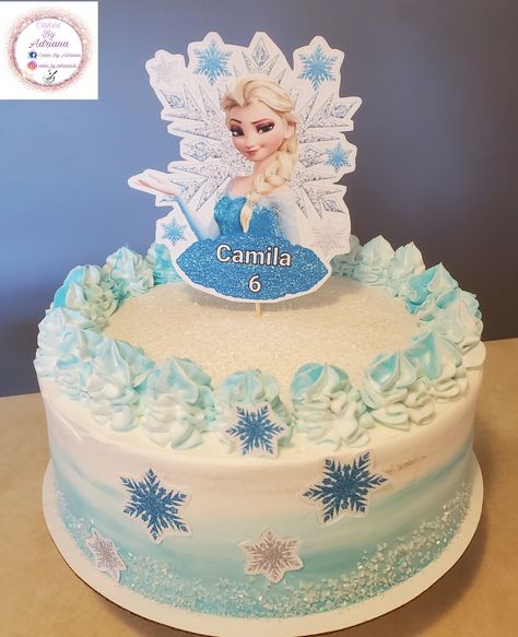 Simple Frozen Cake Design, Simple Frozen Birthday Cake, Simple Frozen Cake, Easy Frozen Cake, Elsa Torte, Cake Decorating For Kids, Frozen Themed Birthday Cake, Disney Frozen Cake, Frozen Birthday Cake