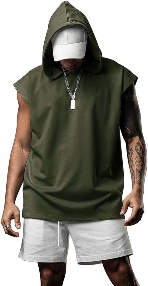 Comfort Fabric: The fitness hooded tank top moisture-wicking fabrics, lightweight and skin-friendly, durable and breathable , anti-pilling. This men's sleeveless tshirt can keep you cool, dry and moving comfortably during your workout, providing maximum comfort at any occasions. Bodybuilding Training, Sleeveless Hoodie, Bodybuilding, Tank Top, Gym, Sports