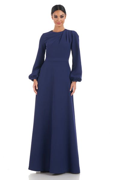 Zipper Neck, Formal Wear Women, Crepe Gown, Kay Unger, Gown Styles, Long Sleeve Dress Formal, Minimalist Dresses, Stretch Crepe, Jewel Neck