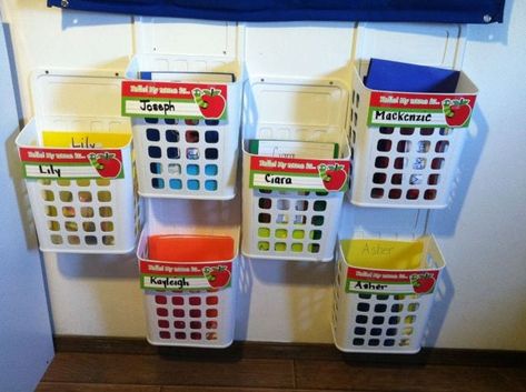 Classroom Cubbies Ideas and DIY Solutions - WeAreTeachers Ikea Daycare, Classroom Cubby Ideas, Diy Classroom Cubbies, Classroom Ikea, Ikea Trash, Daycare Cubbies, Student Cubbies, Ikea Classroom, Preschool Cubbies