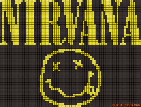 Nirvana Smile, Nirvana Logo, Smile Logo, Graph Crochet, Easy Pixel Art, 8bit Art, Pixel Drawing, Pixel Crochet, Tapestry Crochet Patterns