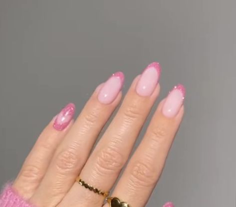 Pink Nails With A Heart, Nails With A Heart, Sparkly Pink Nails, Pink Sparkly Nails, Valentines Nail, Pink Sparkly, Sparkly Nails, Valentines Nails, Heart On