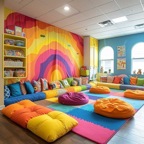 Kindergarden Decoration Room, Baby Daycare Room, Baby Classroom Ideas Daycares, Daycare Decorating Ideas, Childs Playroom, Daycare Room Design, Daycare Room Ideas, Kids Play Centre, Play Wall