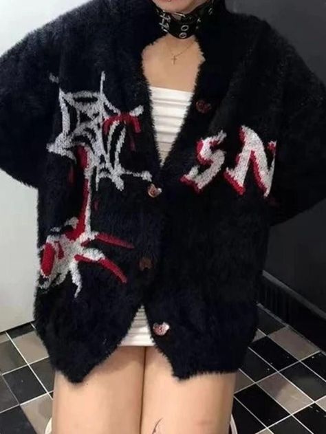 2023 Buy Spider Web Print Fuzzy Loose Cardigan under US$35 in Sweaters Online Store. Free Shipping with US$69+. Check reviews and buy it today. Style: Casual/Street/Vintage/Y2K/Punk Fabric Content: Acrylic Fit Type: Loose Fit Use code pin23 for an extra 23% off! #y2k #retro #aesthetic #vintage #vintagestyle #newyear #newyearseve #christmas #halloween #halloweenaesthetic #fall #fallfashion #winter #streetstyle #outfits #ootd #trendyoutfits #fashionista #casualoutfits #longsleeve Y2k Punk, Baby Tees Y2k, Fuzzy Cardigan, Loose Cardigan, Y2k Baby Tee, Edgy Look, Dressy Outfits, Green Day, Back To School Outfits