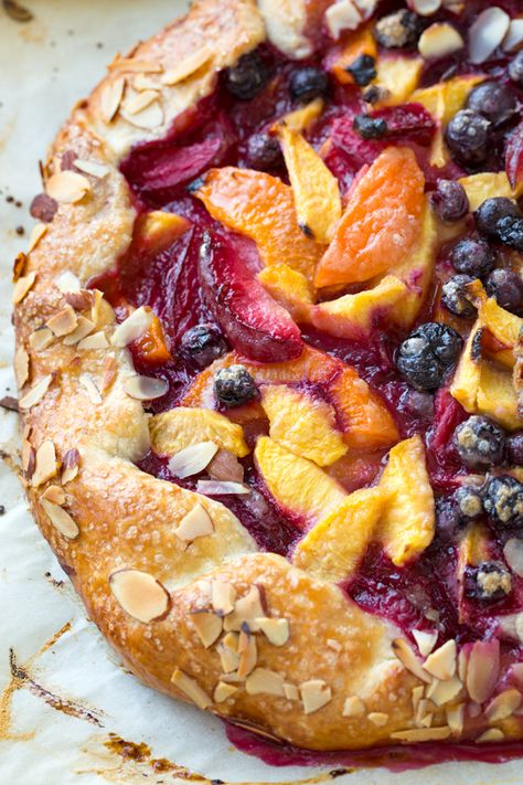 Summer Fruit Crostata | thecozyapron.com The Cozy Apron Recipes, Fruit Crostata, Fruit Galette, Peach Dish, Galette Recipe, Fruit Pie, Peach Recipe, Pie Dessert, Delicious Fruit