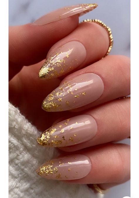 Golden Leaf Nails, Gold Dip Powder Nails, Golden Ombre Nails, Gold Ombre Nails, Golden Nails Designs, Golden Nails, Graduation Nails, French Tip Nail Designs, Holiday Nail Designs